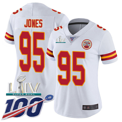 Kansas City Chiefs Nike #95 Chris Jones White Super Bowl LIV 2020 Women Stitched NFL 100th Season Vapor Untouchable Limited Jersey->youth nfl jersey->Youth Jersey